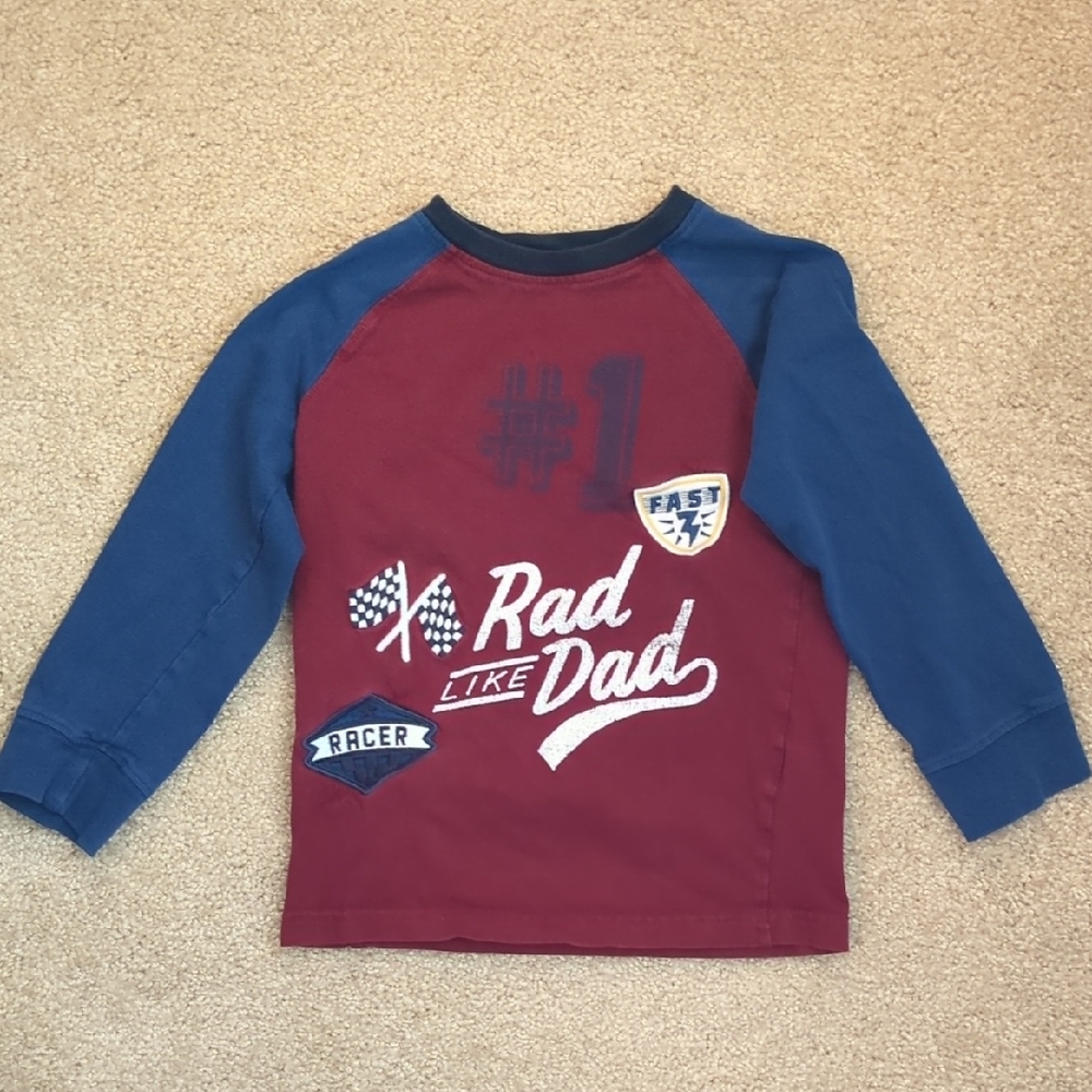 Gymboree Burgundy and Navy 'Rad Like Dad' Long Sleeve Tee
